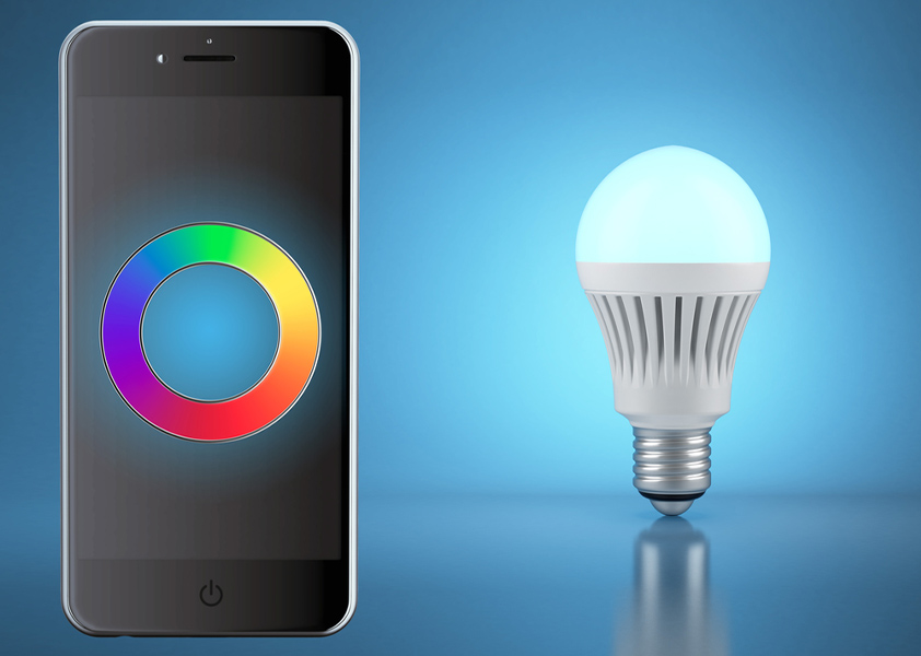 smart light with a light level display on a phone screen